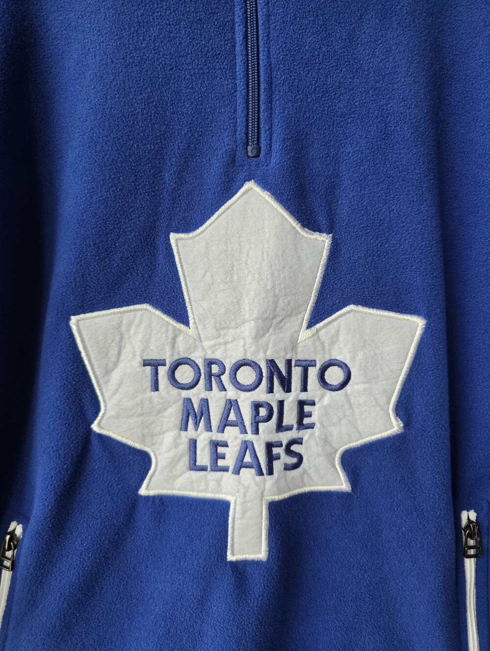 Vintage NHL Hockey Toronto Maple Leafs 1/4 Zip Fleece Sweater Mens Medium - Picture 2 of 11